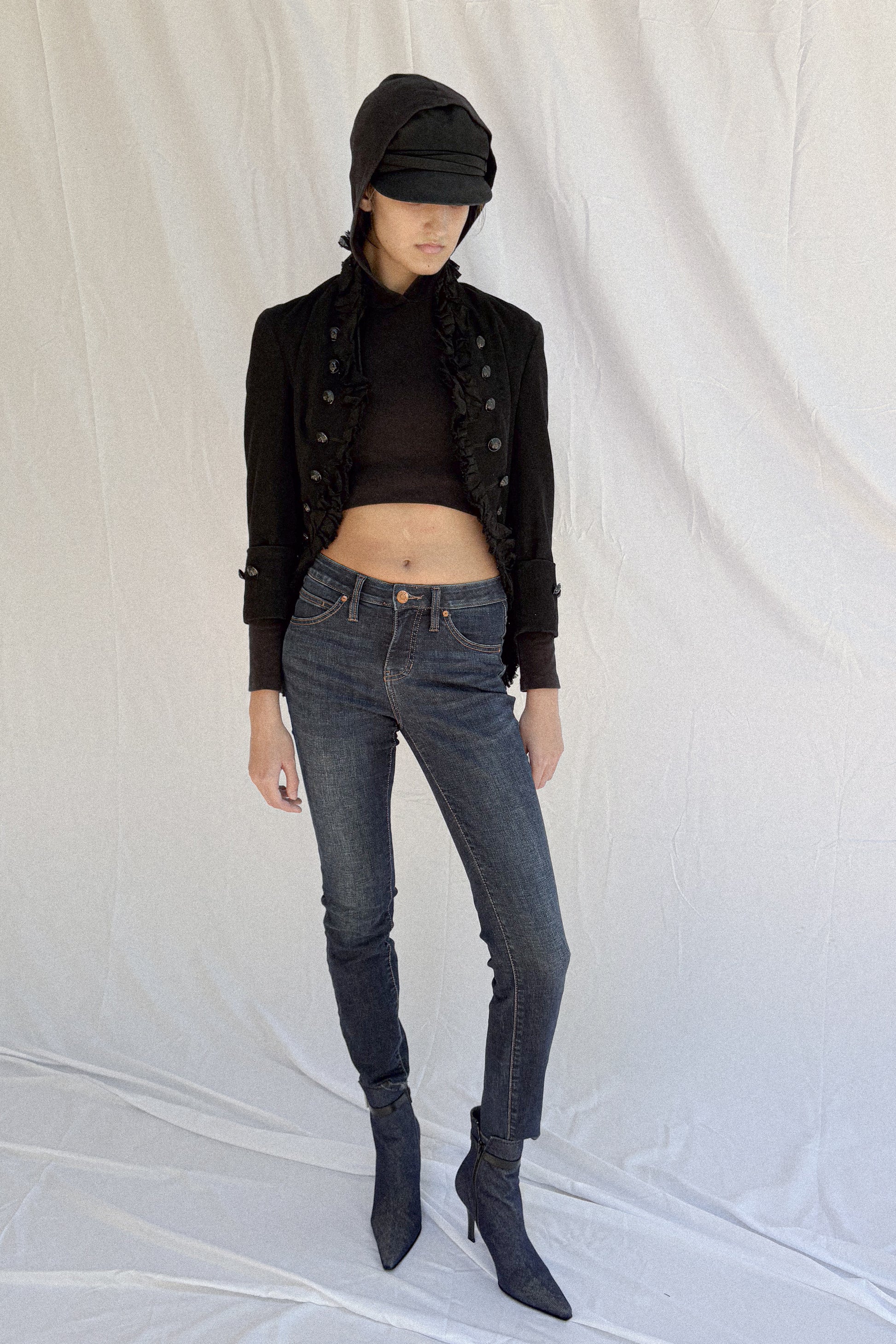 Slim fit skinny jeans crafted from premium denim, perfect for a luxurious and fashionable wardrobe.
